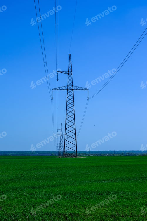 Preview: High Voltage Power Line Against Blue Sky