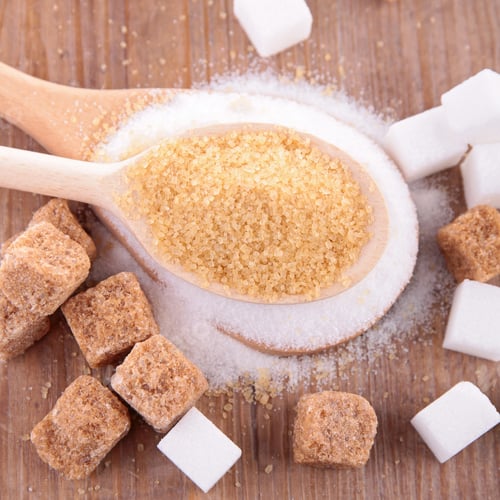 Variety of Sugar Types on Wood Surface