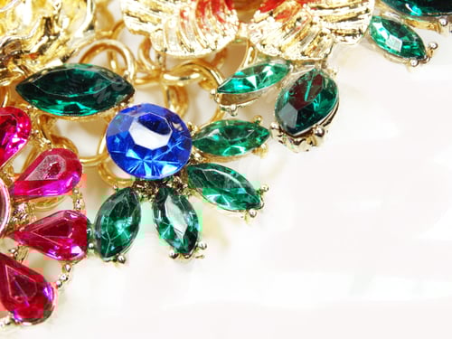 Preview: Jeweled Flowers Sparkling on a White Background