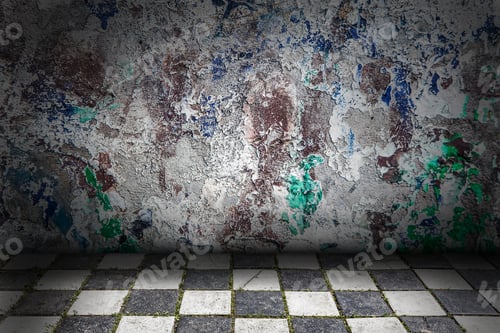 Preview: Distressed Wall and Tiled Floor Background