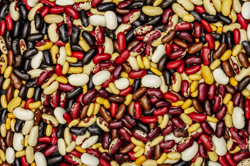 Preview: Assorted Different Types Of Beans. Set Of Various Dry Legumes As Cooking Food Background, Flat Lay