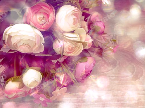 Preview: Peony Flowers Bush Floral Spring Background Greeting Card