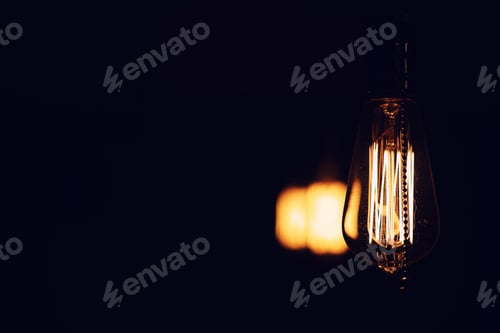 Preview: Lamps With Tungsten Filament. Edison Light Bulb. Filament Filament In Vintage Lamps. Retro Design