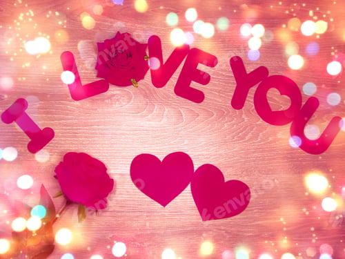 Preview: Love Valentine'S Day With Hearts And Rose Flower Background