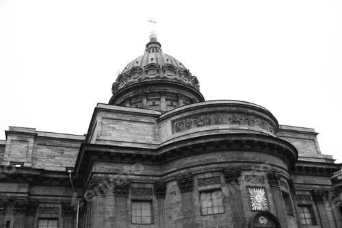 Preview: View Of Kazan Cathedral In St.Petersburg, Russia. Black And White.