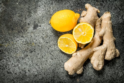 Preview: Fresh Ginger Root . On Rustic Background