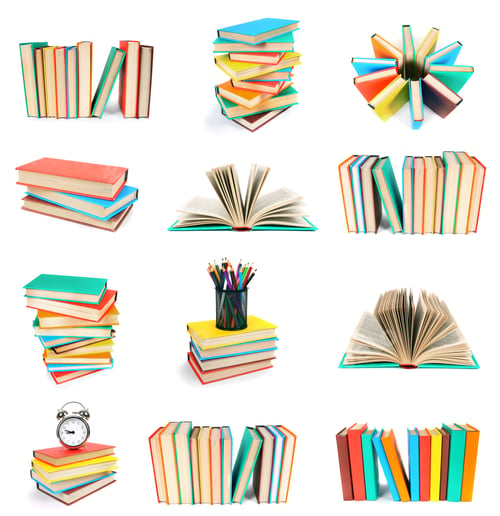 Preview: Set From Piles Of Books. On A White Background.
