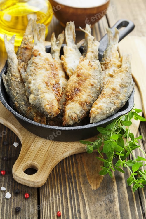 Preview: Fried Fish In A Frying Pan On The Table
