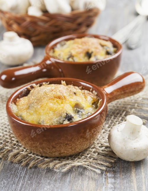 Preview: Mushrooms Baked With Cheese Crust In Cocotte