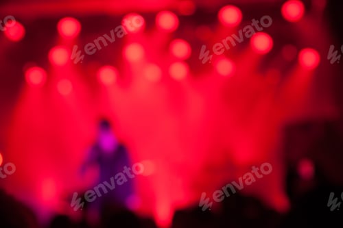 Preview: Silhouettes Of People And Musicians In Big Concert Stage. Bright Beautiful Rays Of Light