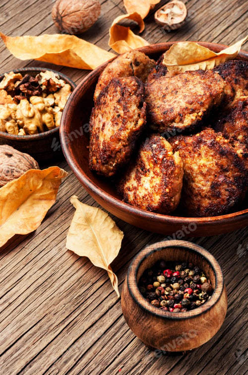 Preview: Homemade Vegetable Cutlets From Walnut. Healthy Food.