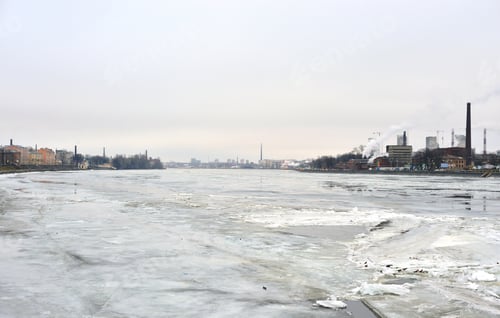 Preview: View Of Neva River At Winter On Outskirts Of St.Petersburg, Russia.