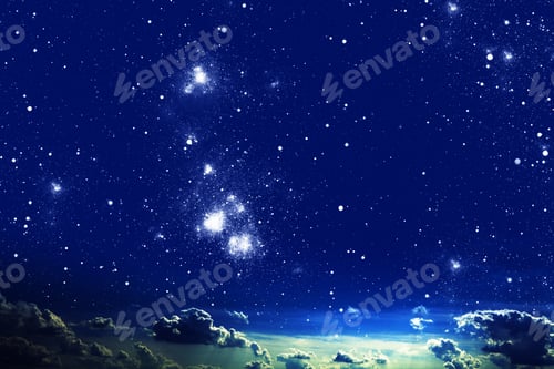 Preview: Night Sky With Stars And Full Moon Background
