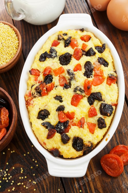 Preview: Millet Casserole With Dried Fruits On The Table