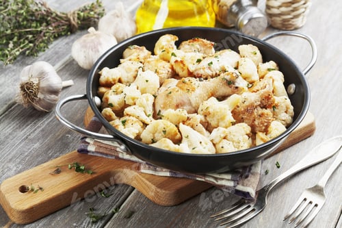 Preview: Roasted Cauliflower With Chicken In The Frying Pan