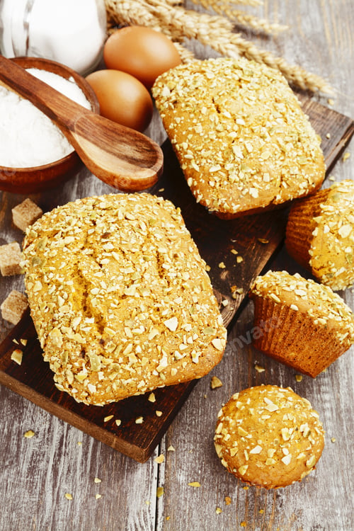 Preview: Homemade Pumpkin Cakes On The Wooden Table