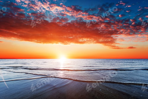 Preview: Aerial View Of Sun Rising Over Sea.