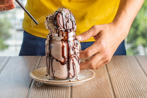 Preview: Icecream Dessert With Bitter Chocolate Sauce