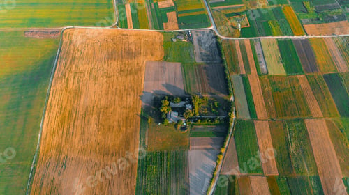 Preview: The Green Field Is At Sunset Shot With The Drone