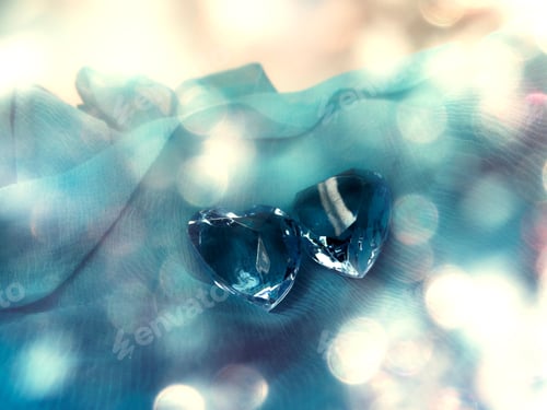 Preview: Love Valentine'S Day With Gem Crystals Pair Of Hearts On Shiny Background