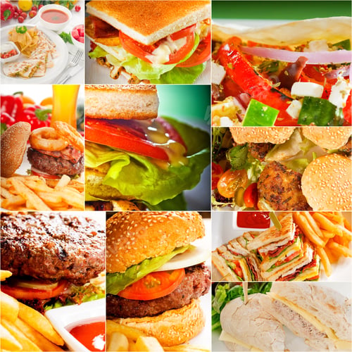 Preview: Burgers And Sandwiches Collection On A Collage Nested Square Canvas