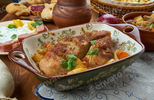 Preview: Rosvopaisti, Roast Meat Cooked In A Cooking Pit., Finnish Cuisine, Traditional Assorted Dishes, Top