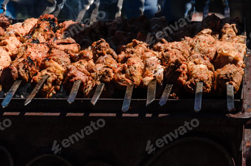 Preview: Shish Kebab With Spices Preparing On Skewers