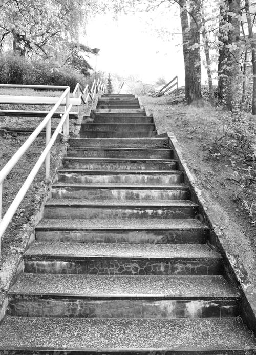 Preview: Old Stone Stairs In Lappeenranta, Finland. Black And White.
