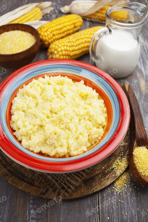 Preview: Fresh Corn Meal In The Plate On The Table