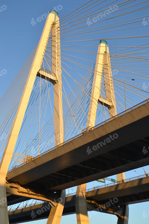 Preview: Cable-Stayed Bridge In St.Petersburg At Sunny Spring Evening, Russia.