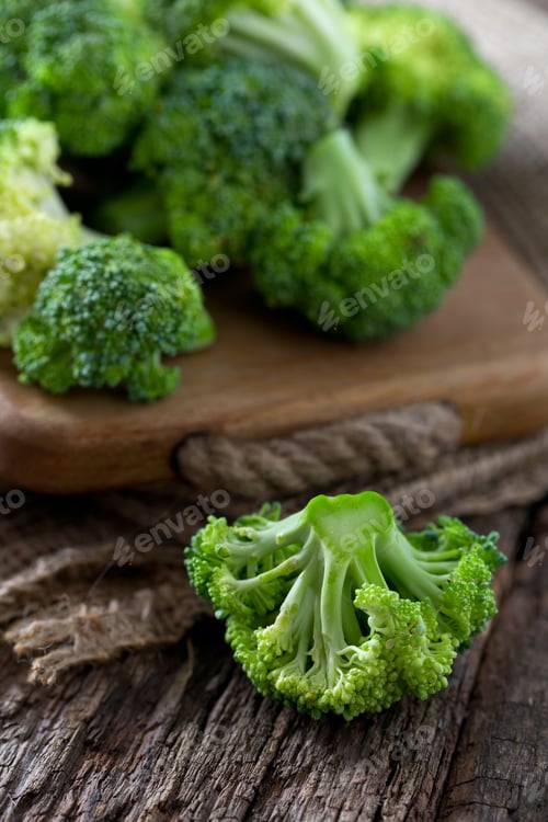 Preview: Fresh Broccoli On Wooden Surface