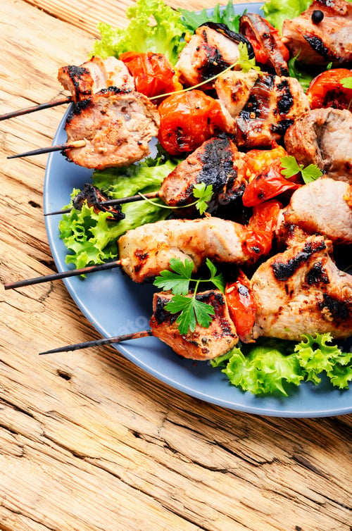 Preview: Grilled Shish Kebab Or Shashlik On Skewers.Fast Food.Bbq