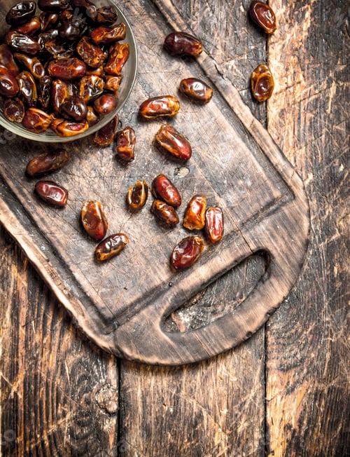 Preview: Dates In A Bowl. On Wooden Background.