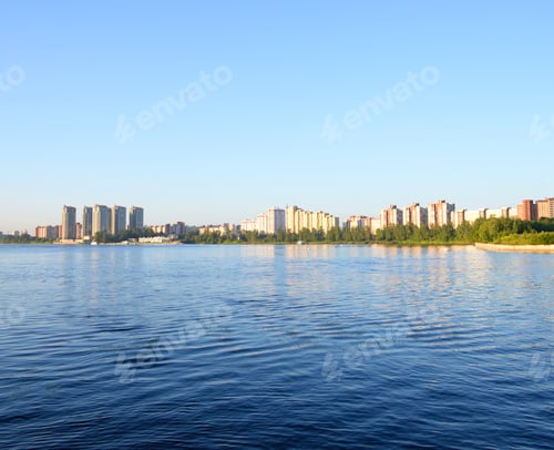 Preview: View Of Neva River And Microdistrict Ribatskoe On The Outskirts Of St. Petersburg, Russia.