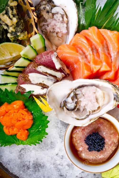 Preview: Macro Closeup Of Fresh Sushi Choice Combination Assortment Selection