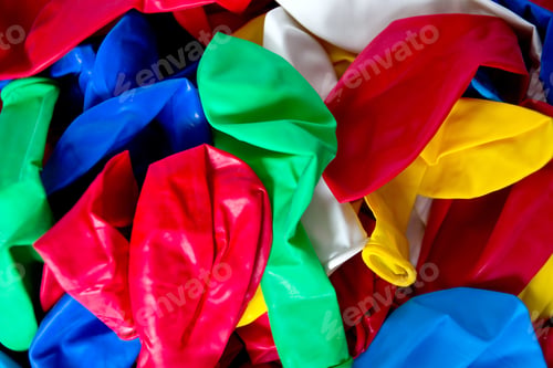 Preview: Colorful Flat Balloons Isolated On Black Wooden Surface