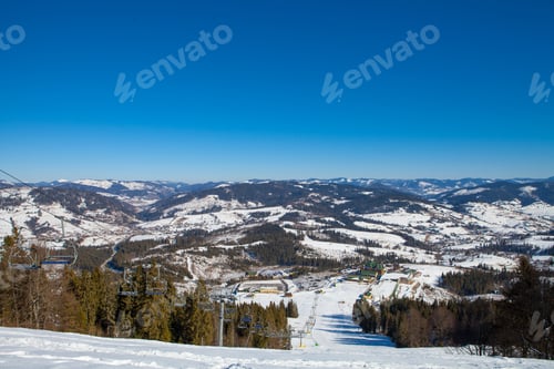 Preview: Chairs On Chairlift Ropeway In Winter Mountains
