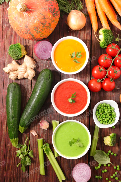 Preview: Vegetable Soup And Fresh Vegetable Ingredient