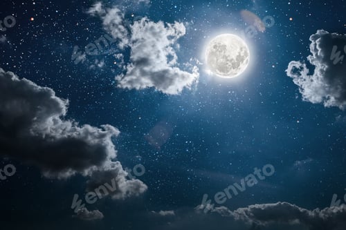 Preview: Backgrounds Night Sky With Stars And Moon And Clouds.