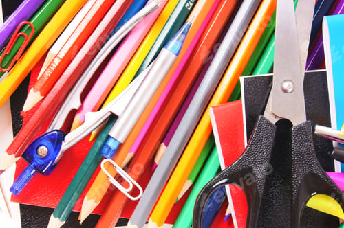Preview: School Tools And Accessories On White Background. With Your Place For The Text.