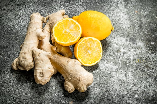 Preview: Fresh Ginger Root . On Rustic Background
