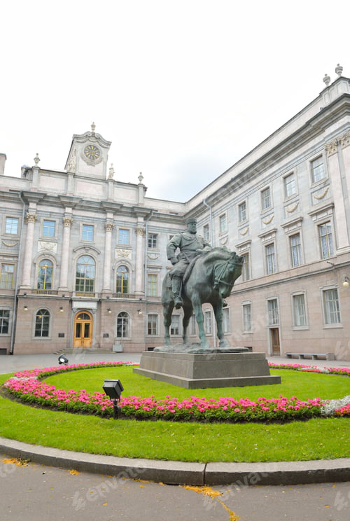 Preview: Marble Palace And The Statue Of Emperor Alexander Iii In Petersburg, Russia.