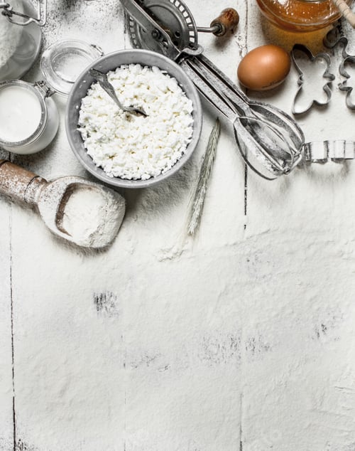 Preview: Baking Background. Tools And Ingredients For The Dough.