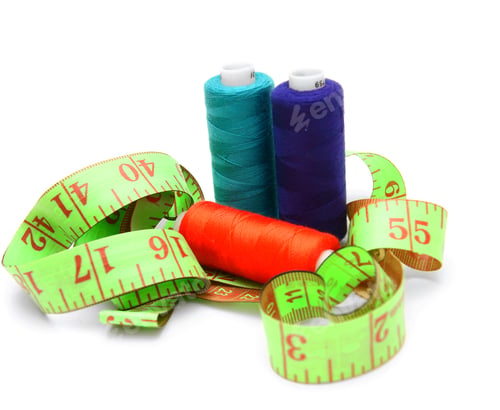 Preview: Threads, A Measuring Roulette And Needles. On A White Background.