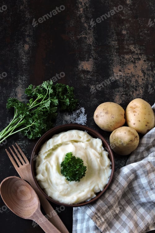 Preview: Homemade Mashed Potatoes. Rustic Style.