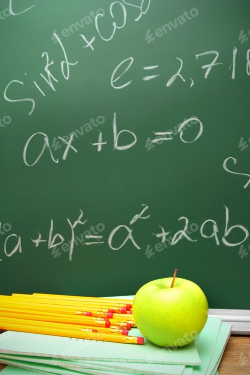 Preview: Back To School. A School Board, An Apple And School Accessories.