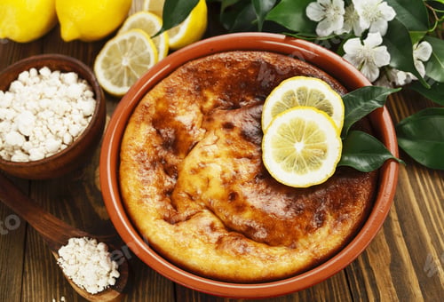 Preview: Casserole With Curd And Lemon On The Table