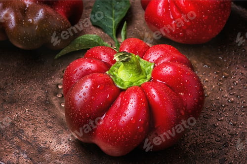 Preview: Red Sweet Bell Pepper On Metal Background