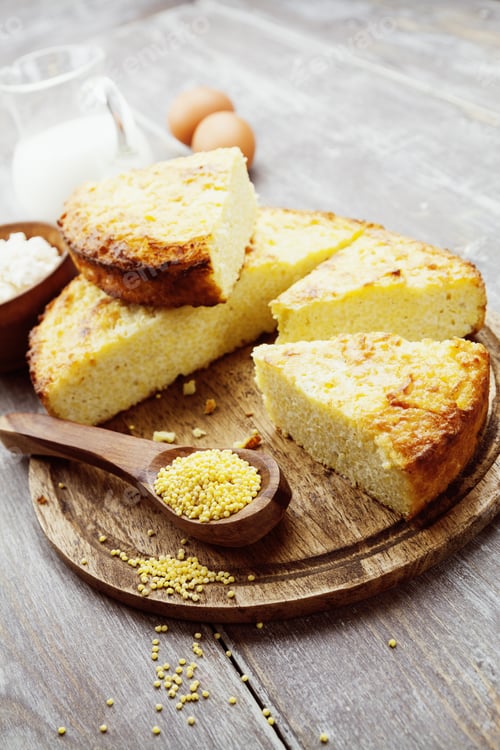 Preview: Casserole With Millet And Curd On The Wooden Table