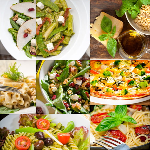 Preview: Healthy Vegetarian Pasta Soup Salad Pizza Italian Food Staples Collage